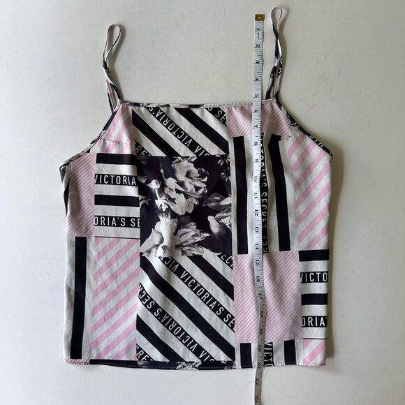 Victoria’s Secret Newspaper Floral Stripe Patchwork Print Satin Cami Tank S - Picture 5 of 12